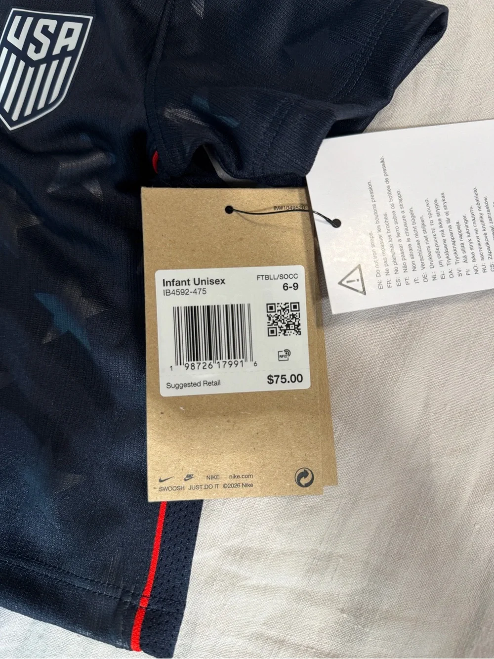 Nike USA Baby Soccer Jersey - Navy with Star Pattern